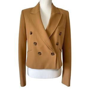 Tommy Hilfiger Cropped Double Breasted Blazer Jacket Brown Size 6